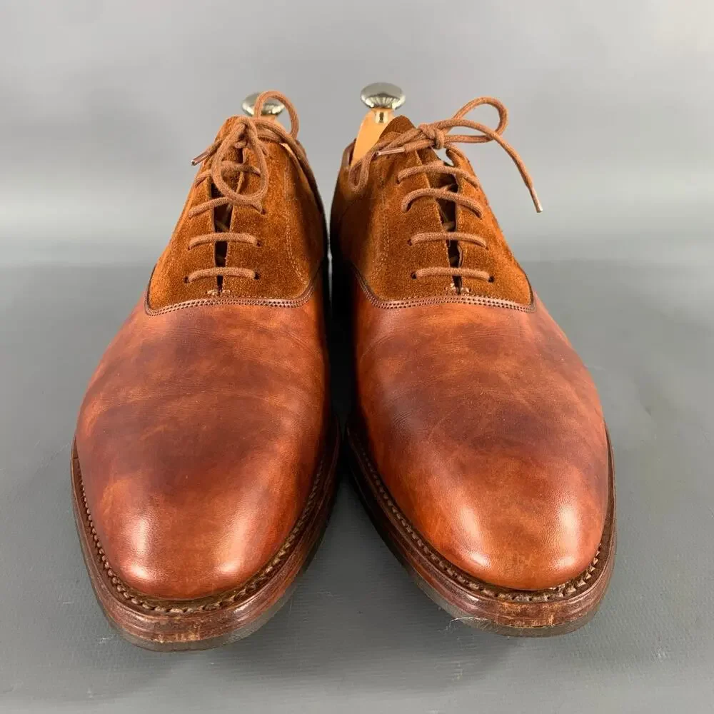 JOHN LOBB Size 9 Camel Leather Pointed Toe Lace Up Shoes - Picture 4 of 8